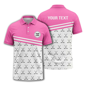 crossed golf clubs & balls repeat pattern polo shirt for men