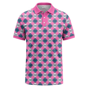custom diamond grid circular logos polo shirt for men