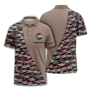 custom logo circles & hexagons grid polo shirt for men