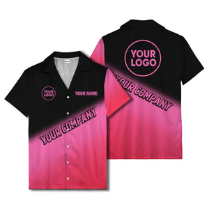 custom logo gradient black white corporate hawaiian shirt