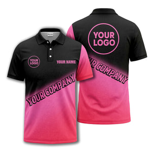 custom logo & name black white gradient corporate polo shirt