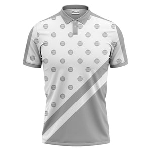 custom logo repeat diagonal stripe black & white polo shirt