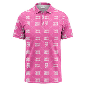 custom logo repeat diamond grid black white polo shirt