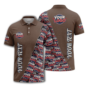 custom logo repeat vertical text pattern personalized polo shirt
