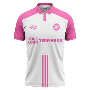 custom logo & team text white black sports jersey polo shirt for men