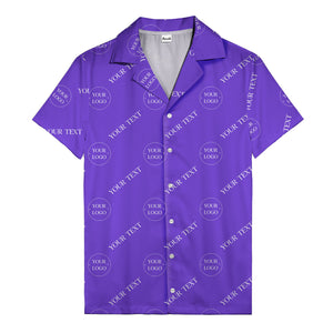 custom logo & text repeat black hawaiian shirt for personalized branding