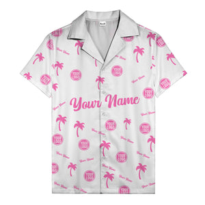 custom palm tree silhouette & name logo black white hawaiian shirt
