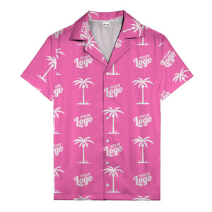 custom palm trees & your logo repeat black gold hawaiian shirt