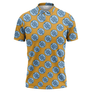 Custom Repeating Geometric Circles Logo Polo Shirt For Personalized Branding