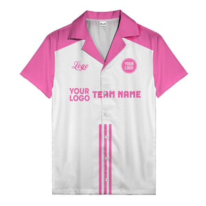customizable black white bowling team logo & name hawaiian shirt for men