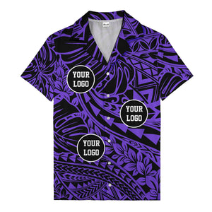 customizable logo circles pattern black hawaiian shirt for men