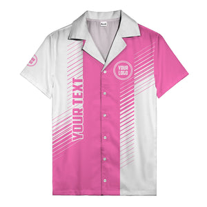 diagonal stripes & custom logo monochrome hawaiian shirt