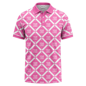 diamond grid logo repeat all over print polo shirt