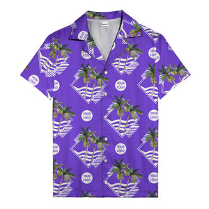diamond waves & palm trees graphic hawaiian shirt for men