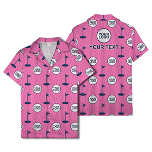 golf flag & custom logo repeat hawaiian shirt for men