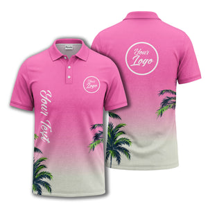 gradient fade palm trees silhouette polo shirt with custom text