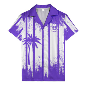 grunge monochrome palm tree silhouettes & stripe hawaiian shirt for men