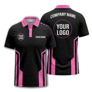 modern black white geometric stripes custom logo polo shirt