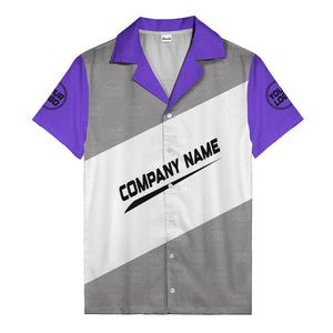 monochrome diagonal stripes & custom logo company name hawaiian shirt