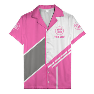 monochrome diagonal stripes & custom logo modern hawaiian shirt