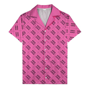 monochrome diamond grid custom logo repeat hawaiian shirt for men