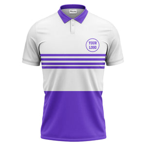 monochrome horizontal stripes & circular logo modern minimalist polo shirt for men