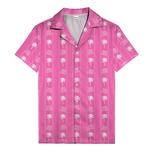 monochrome palm tree & signature logo stripe hawaiian shirt for men