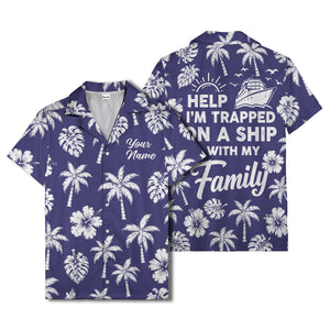 monochrome palm trees and hibiscus hawaiian shirt for men