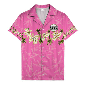 orchid & bamboo photoreal black hawaiian shirt