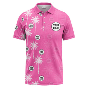 palm trees & custom logo circle repeat graphic polo shirt