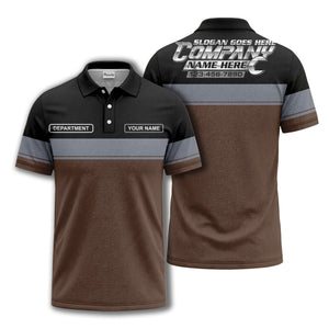 personalized department name gray stripe polo shirt for teams