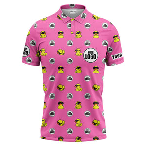 rubber duck repeat cartoon pattern custom logo black polo shirt for men