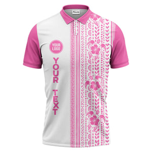 sea turtles hibiscus polynesian tribal black white polo shirt for men