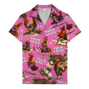 surfing roosters riding waves aloha hawaiian shirt with surfboards
