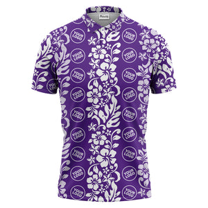 tropical hibiscus custom multi color floral print golf polo shirt for men