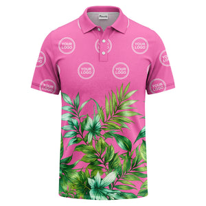 watercolor exotic ferns & logo circle polo shirt