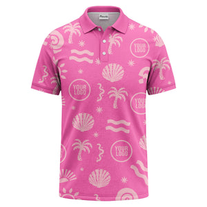 watercolor palm trees seashells waves polo shirt for beach vacation
