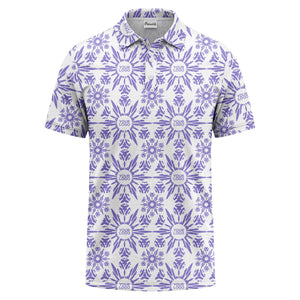 watercolor sunburst floral repeat pattern golf polo shirt
