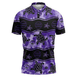 wavy band sea turtles starfish monochrome polo shirt for men