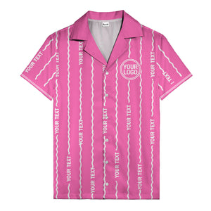 wavy line personalized hawaiian shirt with custom text & logo