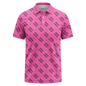 your logo diamond grid monochrome custom polo shirt for men