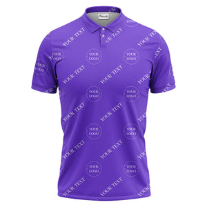 your name & logo repeat pattern black polo shirt for men