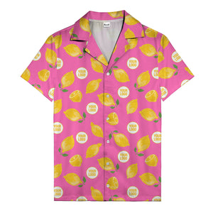 zesty lemon watercolor lemon slices & leaf hawaiian shirt