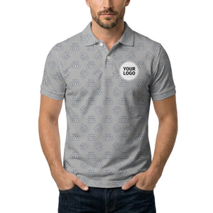 custom logo monogram all over print polo shirt for business & corporate events
