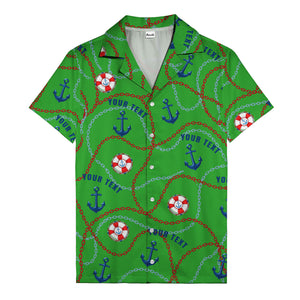 anchors lifebuoys chain link pattern nautical hawaiian shirt