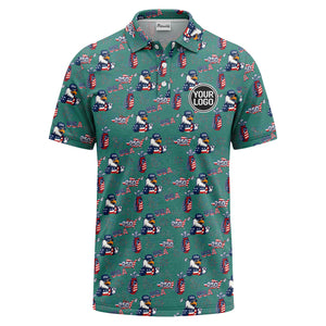 bald eagles golf bags fireworks patriotic polo shirt for men
