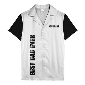 best dad ever vertical name personalized black graphic hawaiian shirt for men