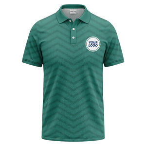 black chevron dot geometric pattern custom logo polo shirt for men