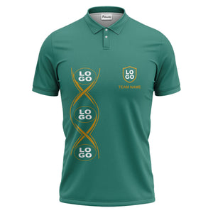 black gold infinity spiral shield team name graphic polo shirt for men