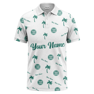 black palm tree silhouettes personalized polo shirt with custom logos